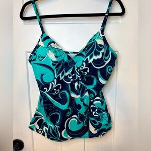 Jamaica Bay Ruffled Tankini Top Size 16 E1.2